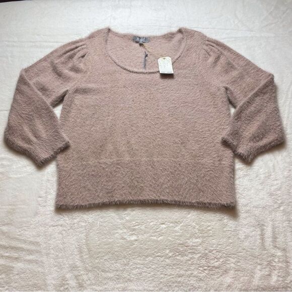 Marled Pink  With Rose Lurex New With Tags Scoop Neck Sweater Size Large - Picture 1 of 12
